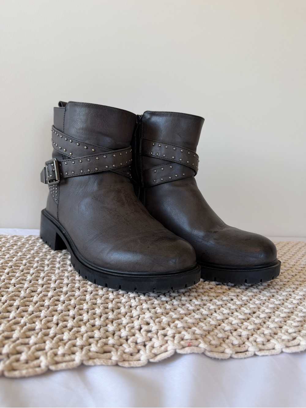 torrid Dark Brown Studded Strap Ankle Boots